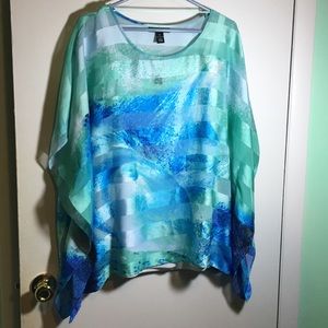 Blue and green oversized top